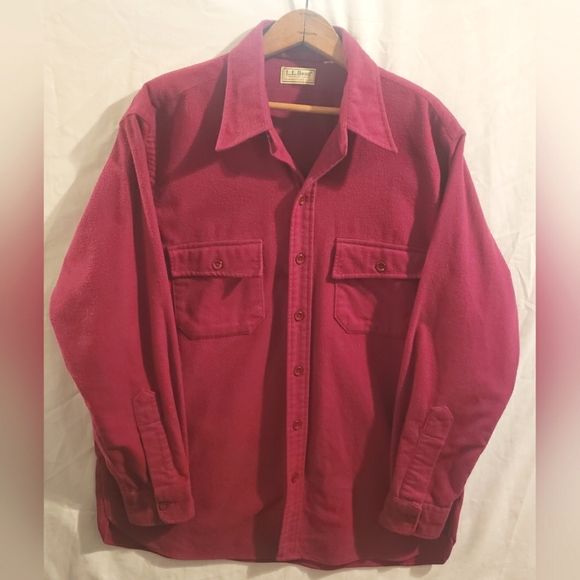 L.L. Bean Vintage Men's Flannel Button Down Shirt Thick Chamios Cloth Large - Picture 2 of 6